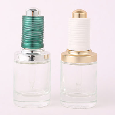 Custom Logo Green Clear Gold 30ml Glass Serum Bottle White Dropper Bottle