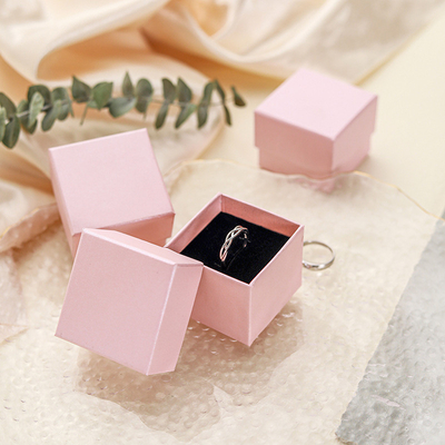 Ring Pink Jewelry Packaging Rigid Box Paper Bracelet Table 10*10*3.5cm 500 Pcs