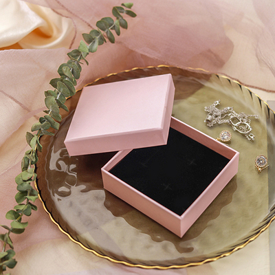 Ring Pink Jewelry Packaging Rigid Box Paper Bracelet Table 10*10*3.5cm 500 Pcs