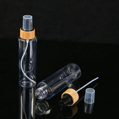 Body Material PET 100ml 120ml 250ml Empty Clear Plastic Bottle with Fine Mist Bamboo Black Sprayer for Cosmetic Packaging