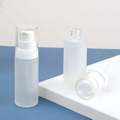 Customized Colors 15ml 30ml 50ml Clear Frosted Empty Mini Perfume Glass Serum Pump Bottle for Skincare Packaging
