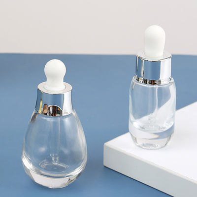 15ml 30ml 50ml Mini Luxury Unique Water Drop Shape Essential Hair Oil Dropper Empty Glass Bottle with Silver or Gold Dropper